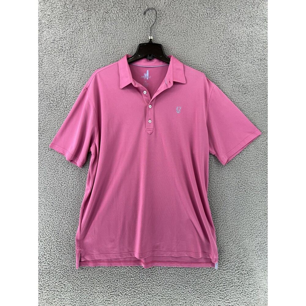 Johnnie O Polo Short Sleeve Golf Beach Surf Salmon Pink Stretch Mens XL Logo